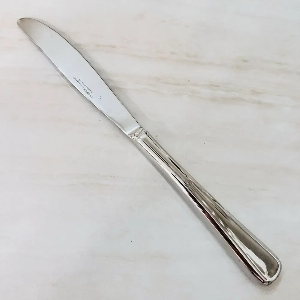 4pc HAMPTON SILVERSMITHS Lausanne Dinner Knife 9 1/2” Stainless Bevel Front/Back